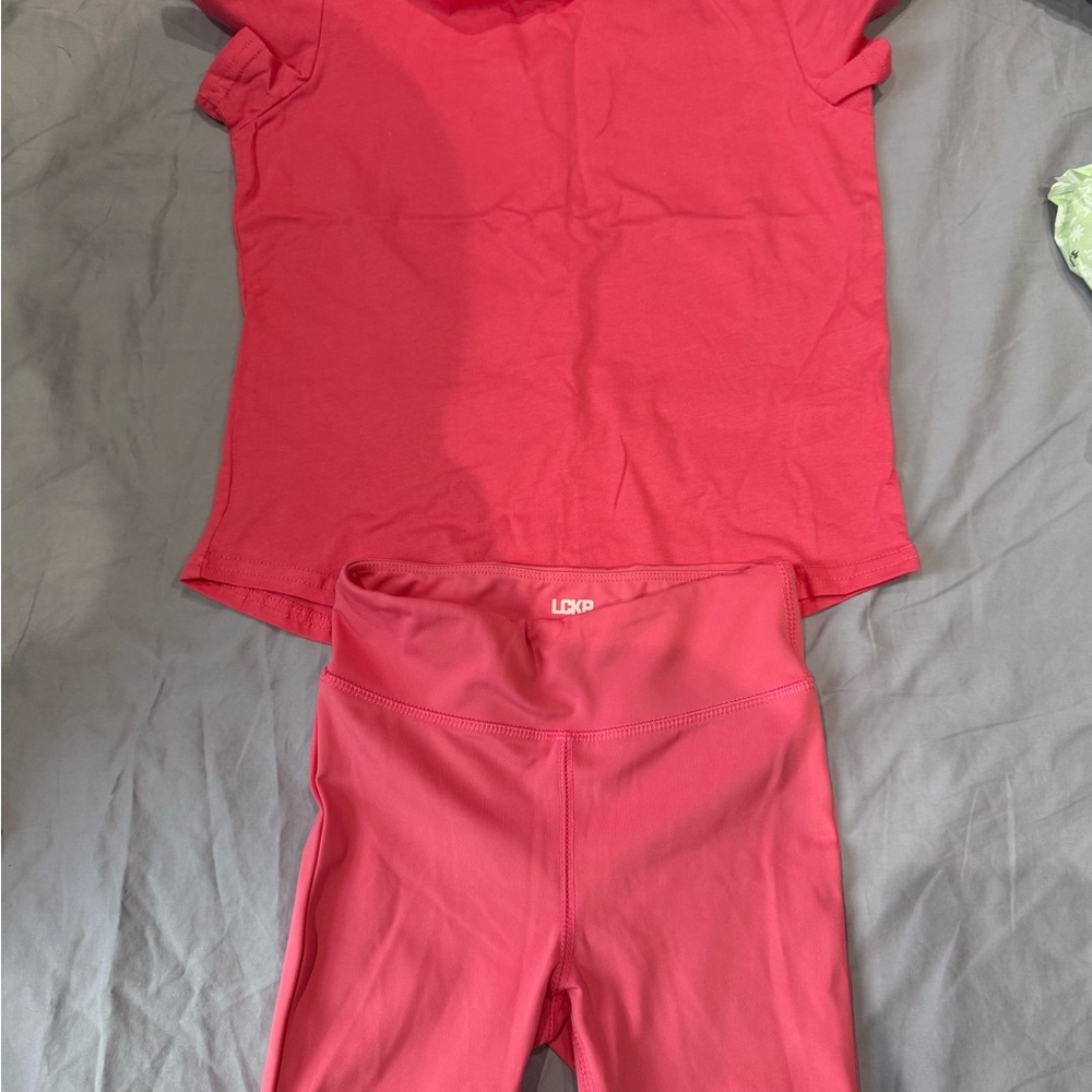 LCKR Pink Lululemon T-Shirt and shorts Set size 7